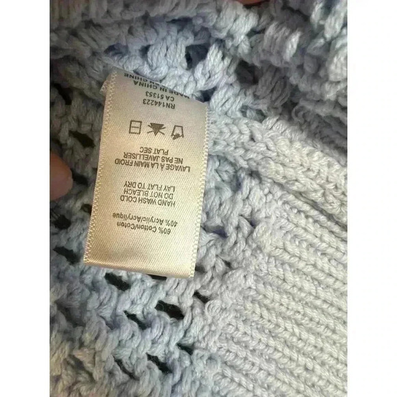 Stylish Light Blue Open Knit Sweater Casual Chic Layering Piece - Picture 4 of 7